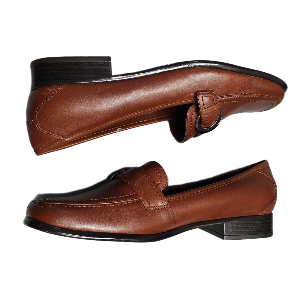 Etienne Aigner Jeacob Loafers Mens 8M Brown Tobacco Leather Square Toe Slip On
